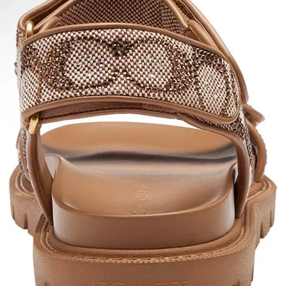 Coach Brown Logo-Print Lug Sole Sandal - Picture 3 of 5